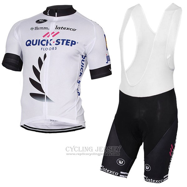 2017 Cycling Jersey Quick Step Floors White Short Sleeve and Bib Short